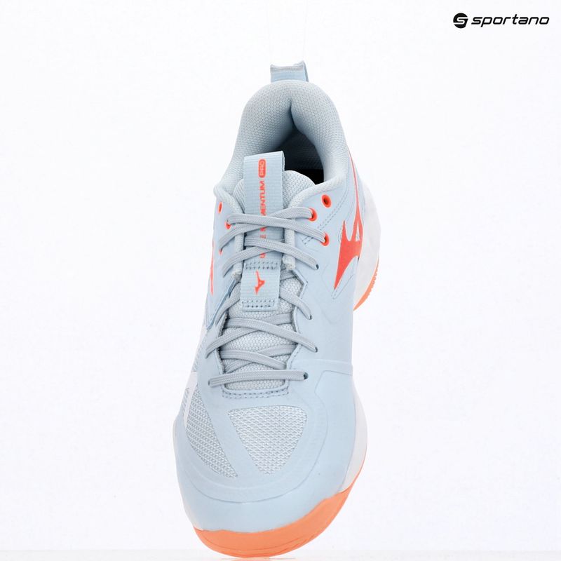 Moteriški tinklinio bateliai Mizuno Wave Momentum Pro blue finch/lava orange/flamingo coral 9