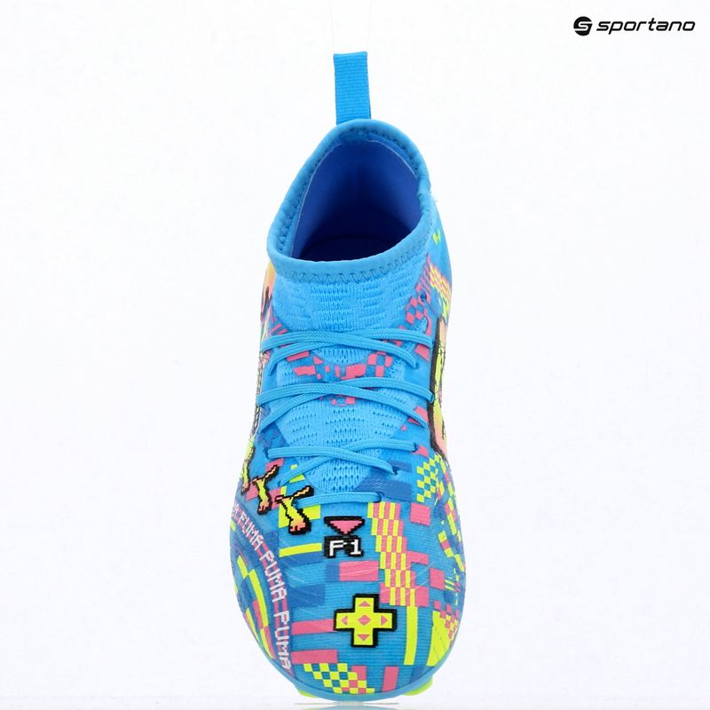 Vaikiški futbolo bateliai PUMA Future 9 Match Advanced Level FG/AG Jr puma white/blue glimmer/pink glimmer/yellow alert 16