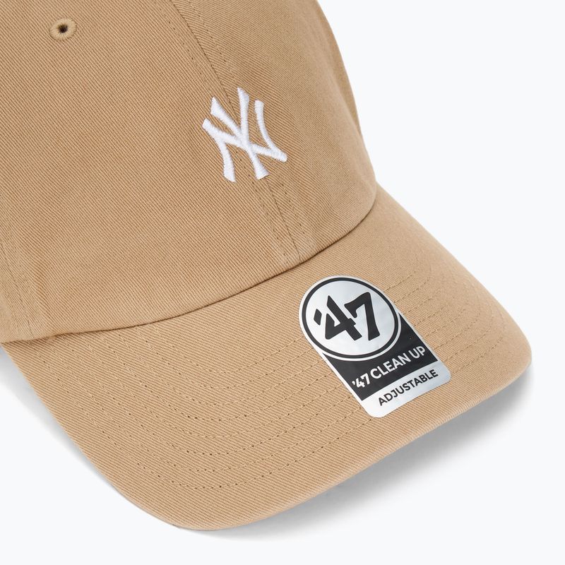Kepuraitė su snapeliu 47 Brand MLB New York Yankees Base Runner CLEAN UP khaki 3