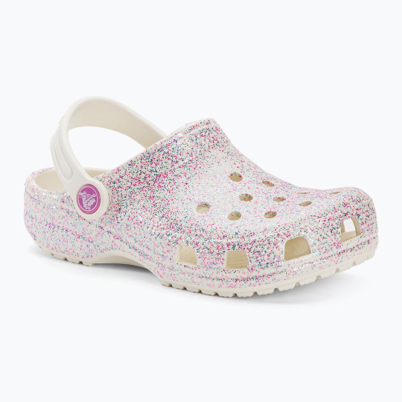 Crocs Classic Glitter Clog vaikiškos šlepetės bianco sporco 2