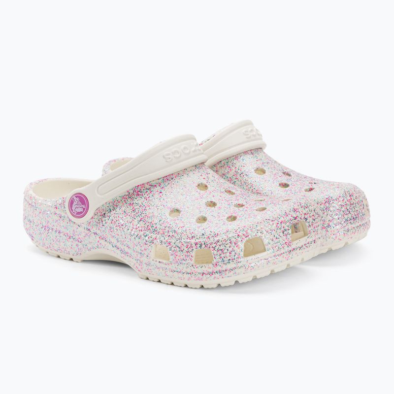 Crocs Classic Glitter Clog vaikiškos šlepetės bianco sporco 5