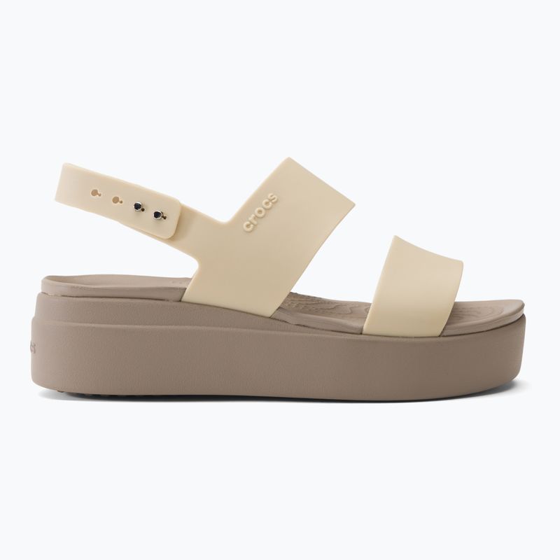 Moteriški "Crocs Brooklyn Met Low Wedge" metaliniai šampano spalvos sandalai 2