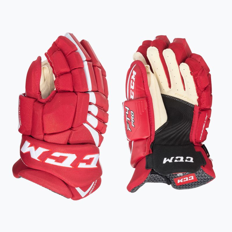 Vaikiškos ledo ritulio pirštinės CCM JetSpeed FT4 JR red/white