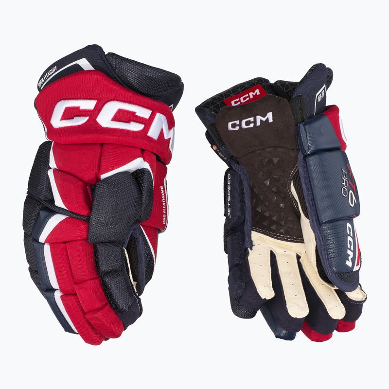 Ledo ritulio pirštinės CCM JetSpeed FT6 Pro SR navy/red/white 2