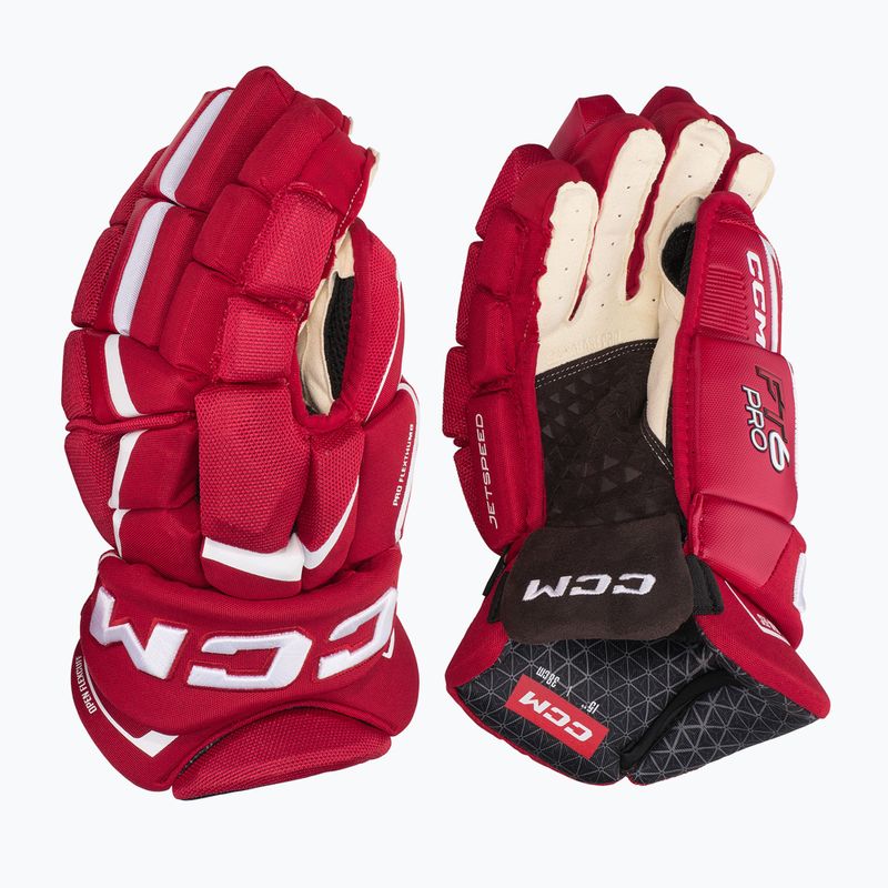 Ledo ritulio pirštinės CCM JetSpeed FT6 Pro SR red/white