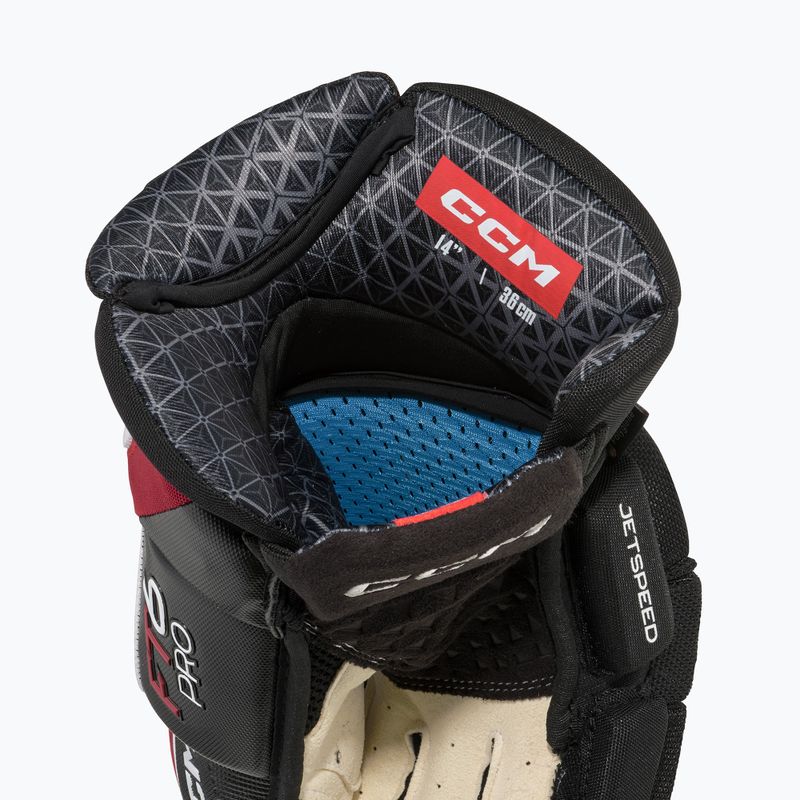 Vaikiškos ledo ritulio pirštinės CCM JetSpeed FT6 Pro JR black/red/white 4