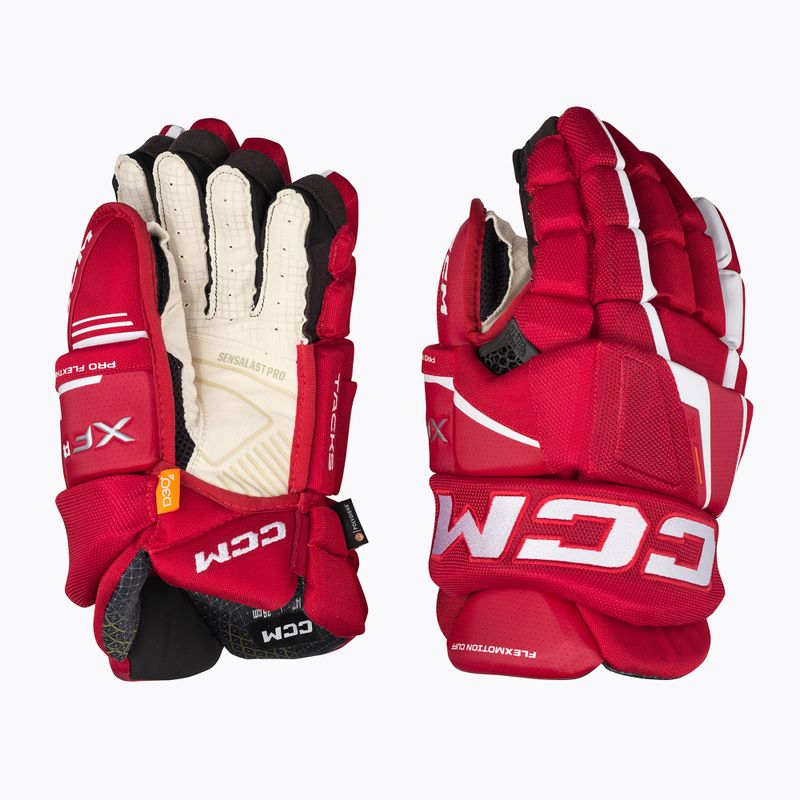 Ledo ritulio pirštinės CCM Tacks XF Pro SR red/white