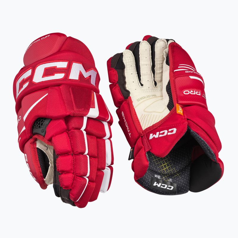 Ledo ritulio pirštinės CCM Tacks XF Pro SR red/white 2