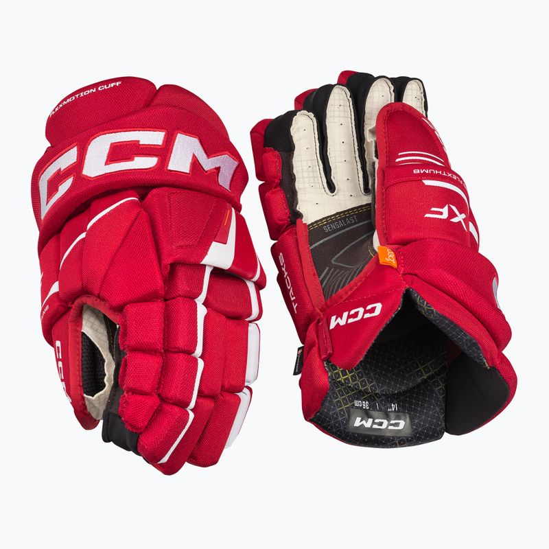 Ledo ritulio pirštinės CCM Tacks XF SR red/white 2