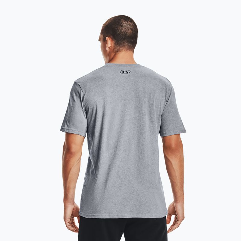 Vyriški Under Armour Sportstyle Sportstyle kairės pusės krūtinės SS plieno šviesūs heather/juodi treniruočių marškinėliai 2