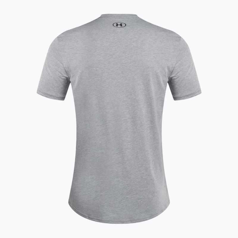 Vyriški Under Armour Sportstyle Sportstyle kairės pusės krūtinės SS plieno šviesūs heather/juodi treniruočių marškinėliai 5