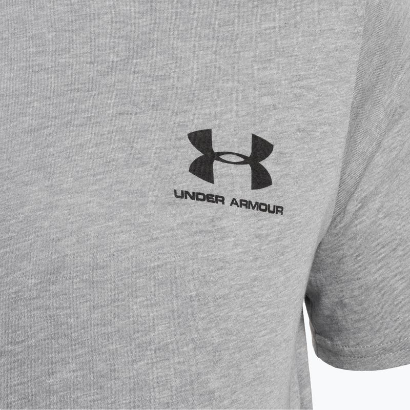Vyriški Under Armour Sportstyle Sportstyle kairės pusės krūtinės SS plieno šviesūs heather/juodi treniruočių marškinėliai 6