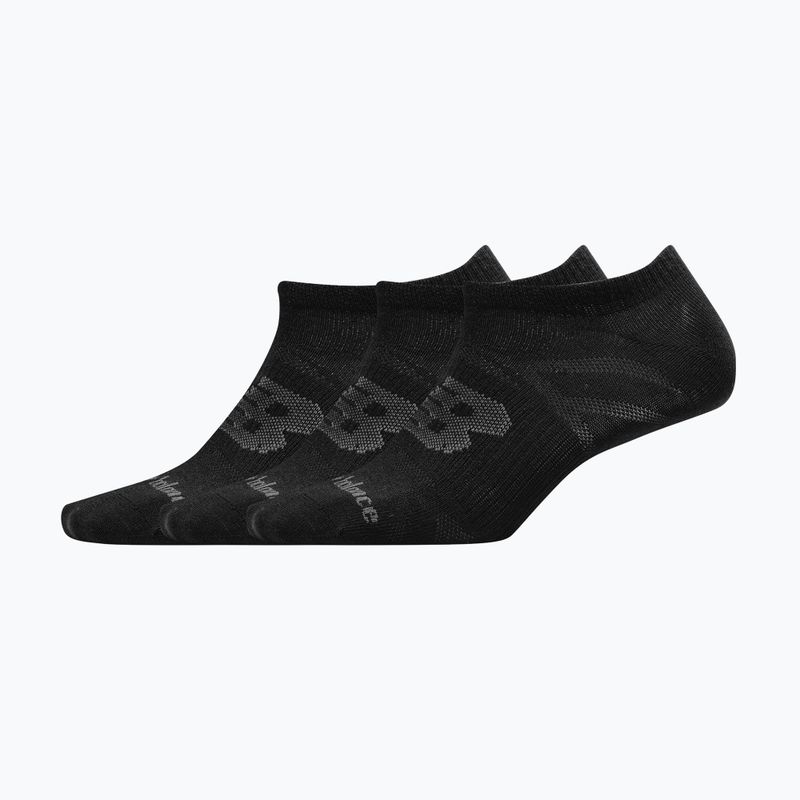 New Balance Flat Knit No Show kojinės 3 poros juodos spalvos