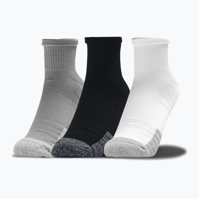 Under Armour Heatgear Quarter sportinės kojinės 3 poros pilka/juoda/balta 1353262