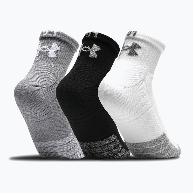 Under Armour Heatgear Quarter sportinės kojinės 3 poros pilka/juoda/balta 1353262 2