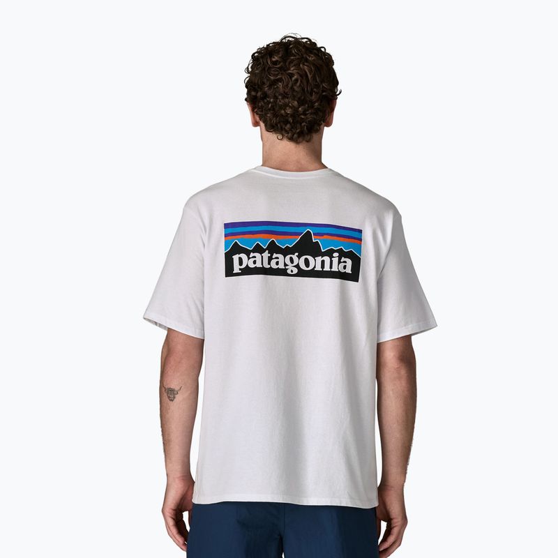 Vyriški žygio marškinėliai Patagonia P-6 Logo Responsibili-Tee white 4