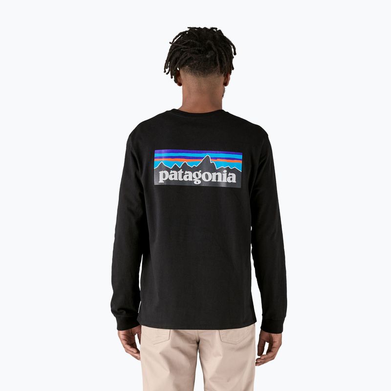 Vyriški žygio marškinėliai ilgomis rankovėmis Patagonia P-6 Logo Responsibili black 3