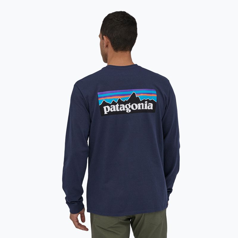 Vyriški žygio marškinėliai ilgomis rankovėmis Patagonia P-6 Logo Responsibili classic navy 2