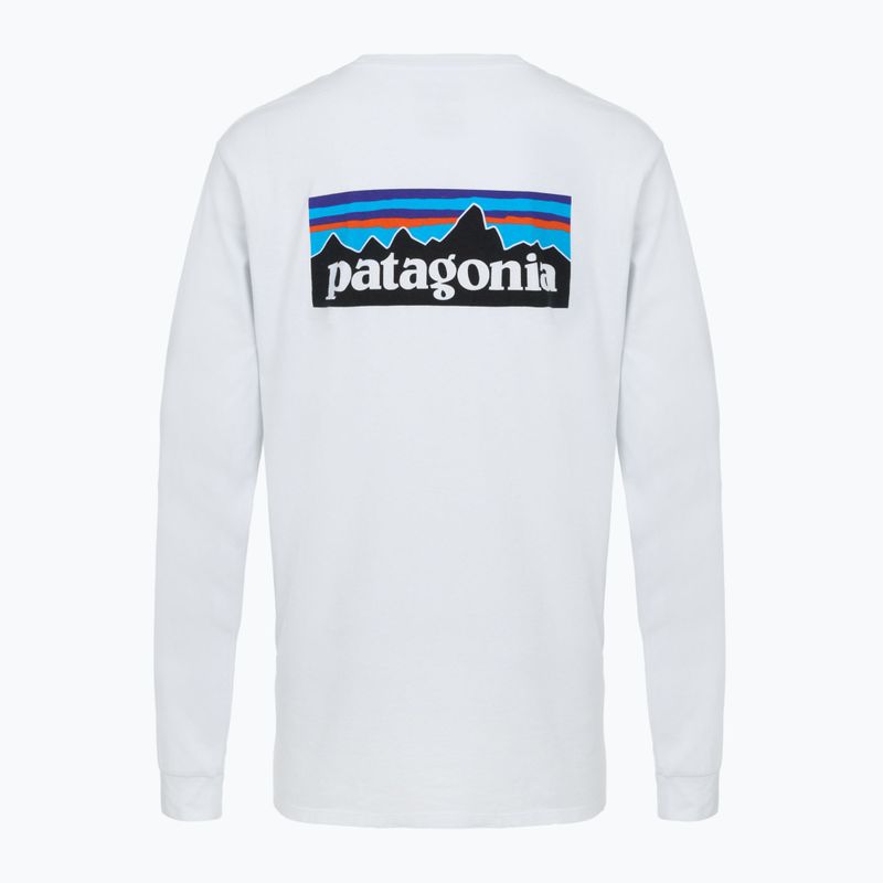 Vyriški marškinėliai ilgomis rankovėmis Patagonia P-6 Logo Responsibili white 2