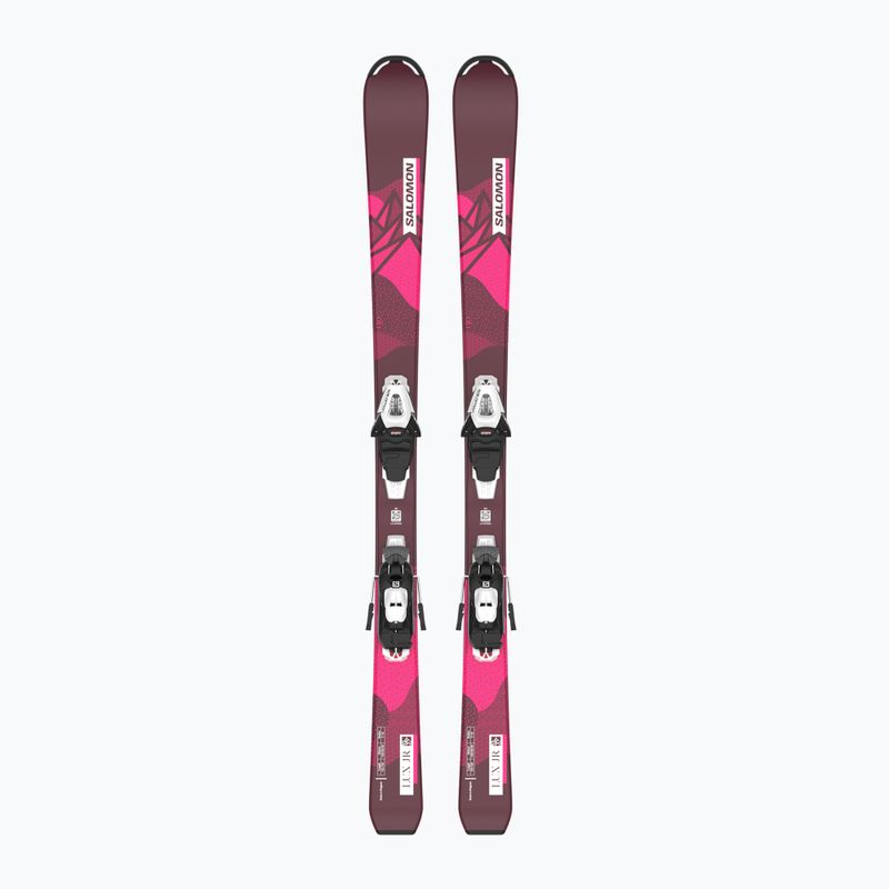 Vaikiškos kalnų slidės Salomon Lux Jr S + C5 bordeau/pink 6