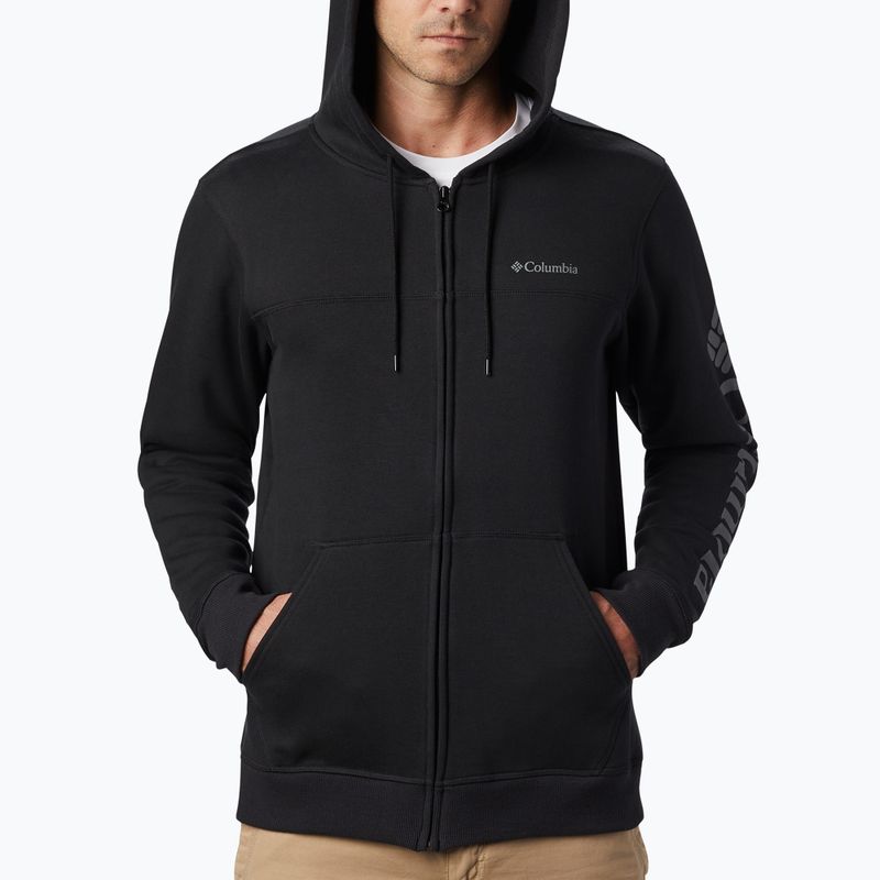 Vyriški Columbia logotipas Fleece Full Zip vilnoniai džemperiai juodi 1889164010