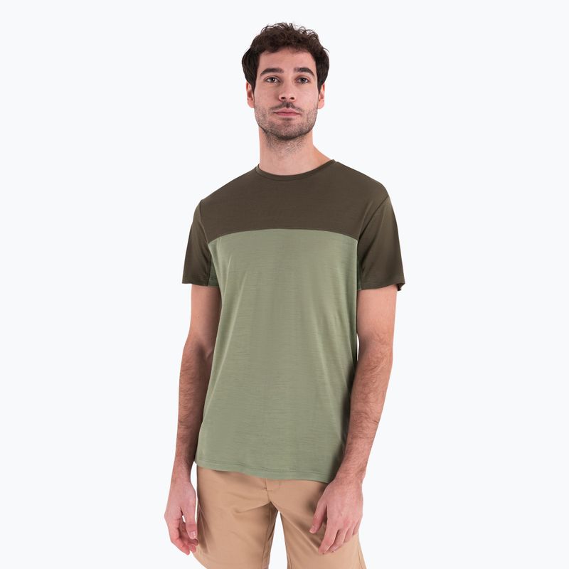 Vyriški žygio marškinėliai icebreaker Merino Cool-Lite Sphere III SS Tee Colour Block lichen/loden