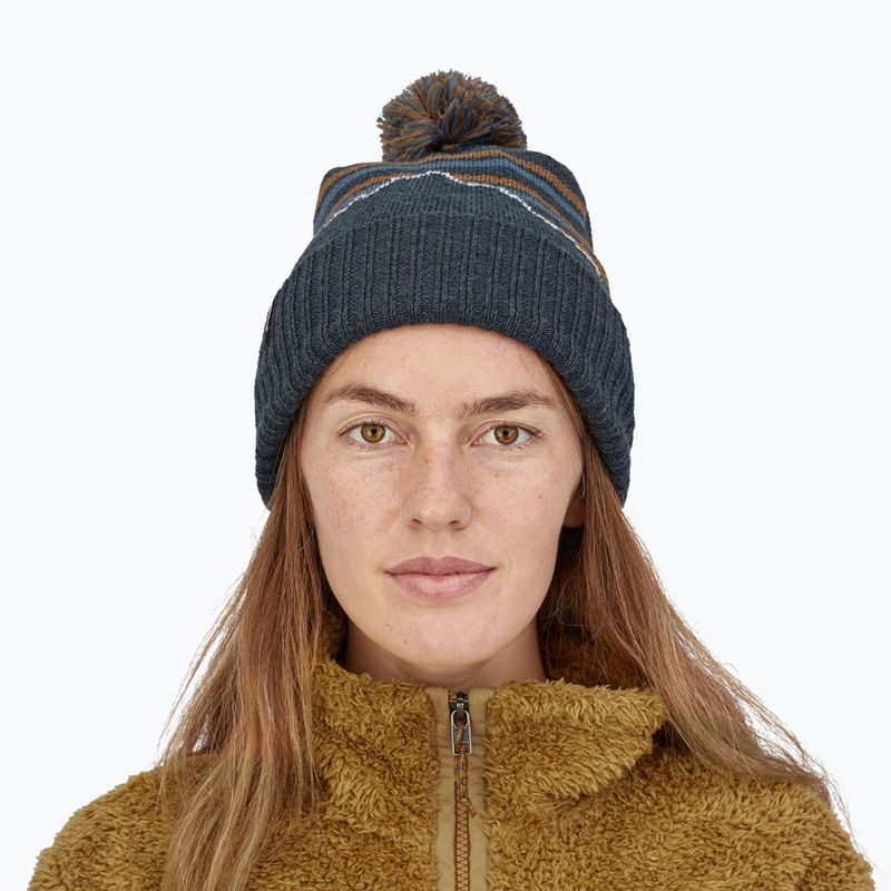 Žieminė kepurė Patagonia Powder Town Beanie fitz roy stripe knit/smolder blue 2