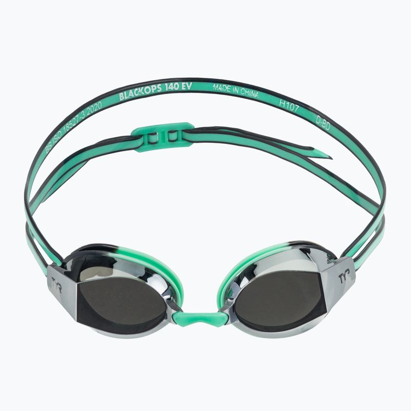 Moteriški plaukimo akiniai TYR Blackops 140 Ev Racing Mirrored silver/ mint/ black 2