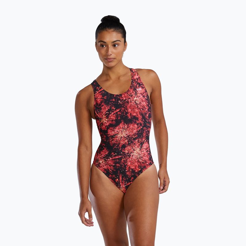 Moteriškas vientisas maudymosi kostiumėlis TYR Durafast Elite Radiant Flare Maxfit red
