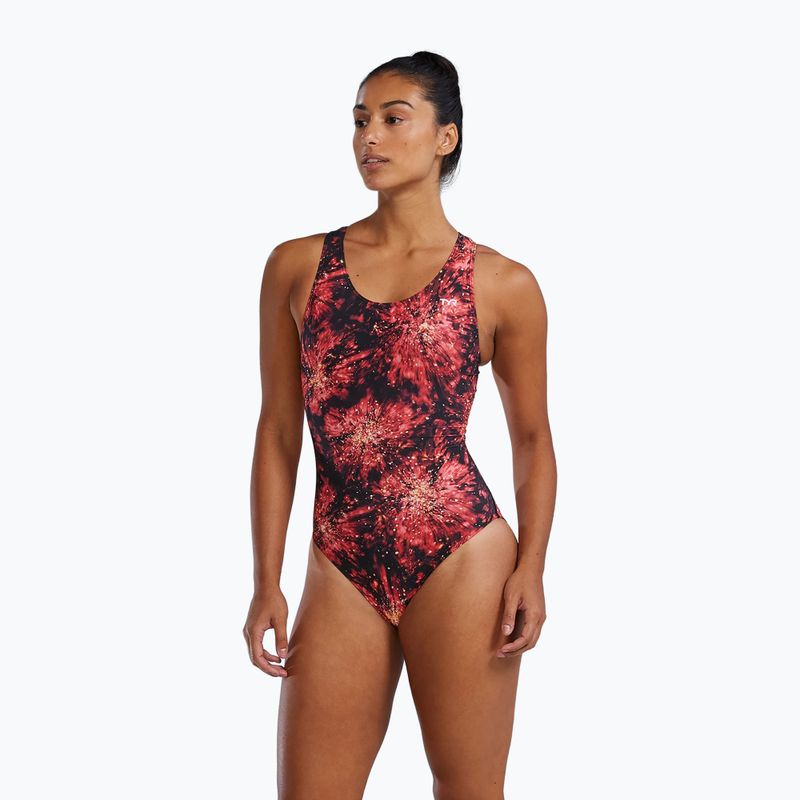 Moteriškas vientisas maudymosi kostiumėlis TYR Durafast Elite Radiant Flare Maxfit red 3