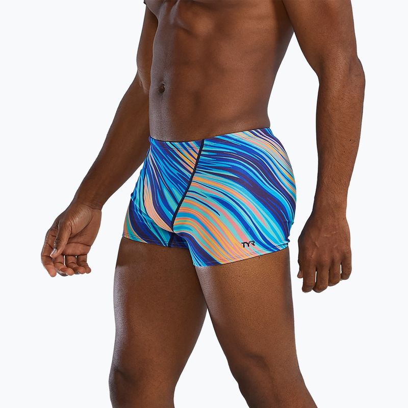 Vyriškos plaukimo trumpikės TYR Durafast Elite Riptidal Square Leg teal/orange 3