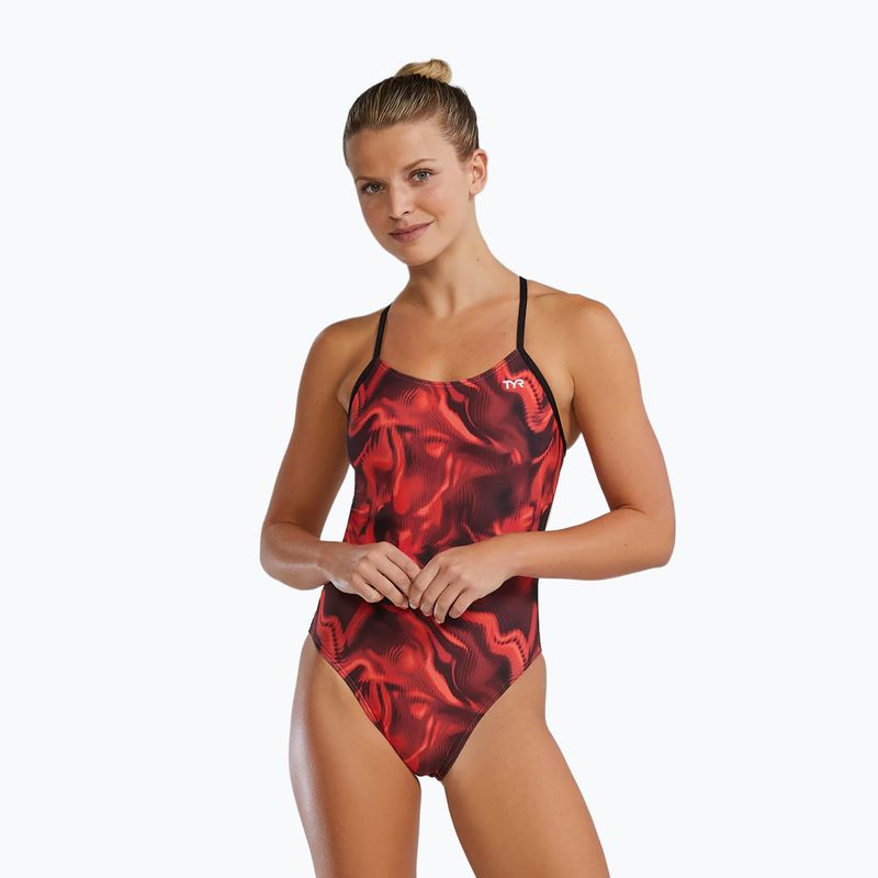 Moteriškas vientisas plaukimo kostiumėlis TYR Durafast Elite Waveform Cutoutfit red 4