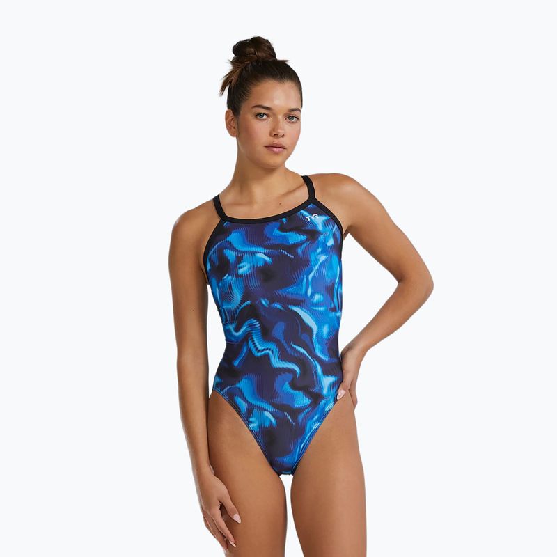 Moteriškas vientisas plaukimo kostiumėlis TYR Durafast Elite Waveform Diamondfit blue 4