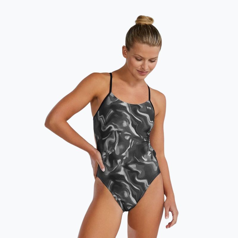 Moteriškas vientisas plaukimo kostiumėlis TYR Durafast Elite Waveform Cutoutfit titanium 4