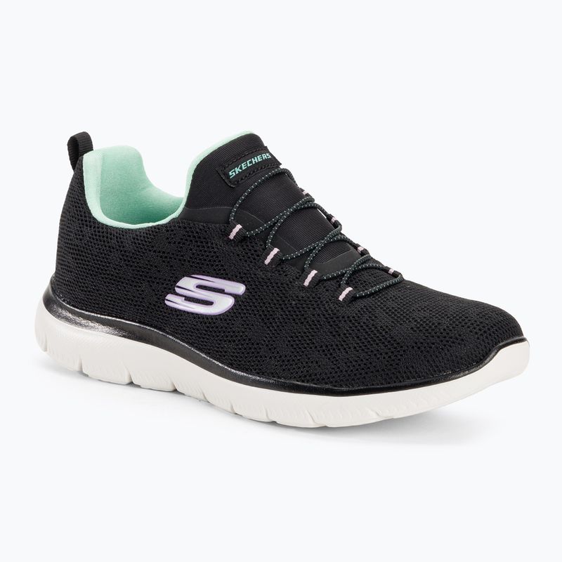 Moteriški treniruočių bateliai SKECHERS Summits Leopard Spot black/aqua