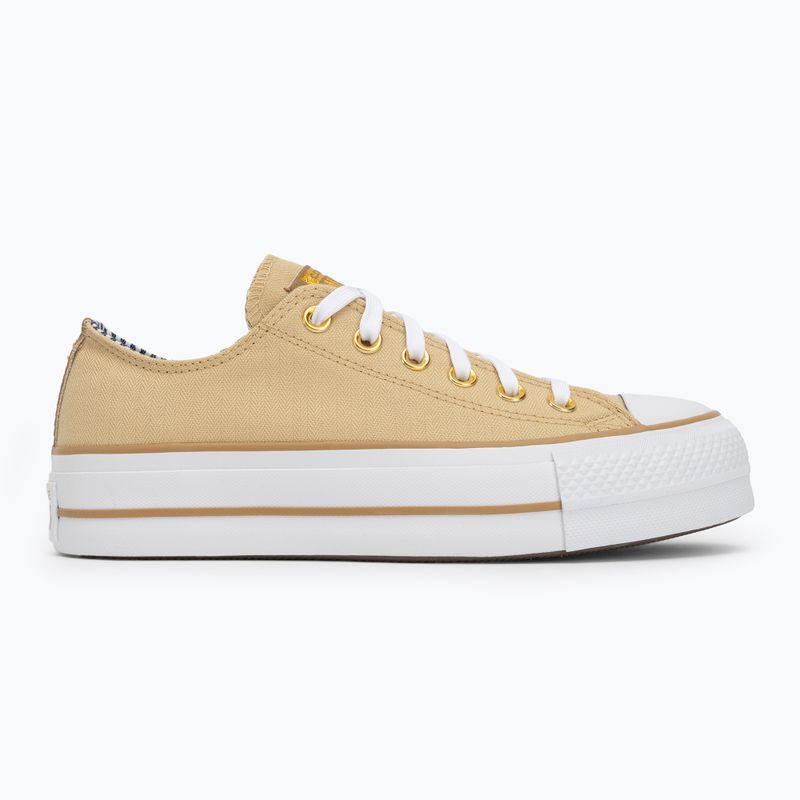 Moteriški sportiniai bateliai Converse Chuck Taylor All Star Lift Platform Herringbone Stripe utility sunflower/trek tan 2