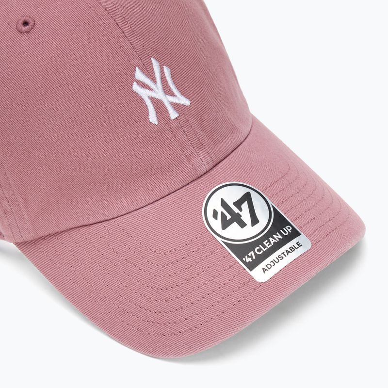 Kepuraitė su snapeliu 47 Brand MLB New York Yankees Base Runner CLEAN UP mauve 3