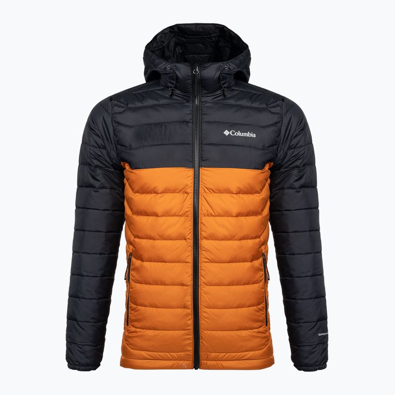 Columbia Powder Lite vyriška pūkinė striukė su gobtuvu Orange/Black 1693931