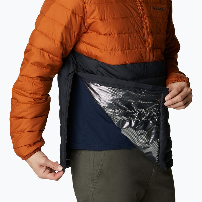 Columbia Powder Lite Anorak vyriška pūkinė striukė oranžinė ir juoda 10