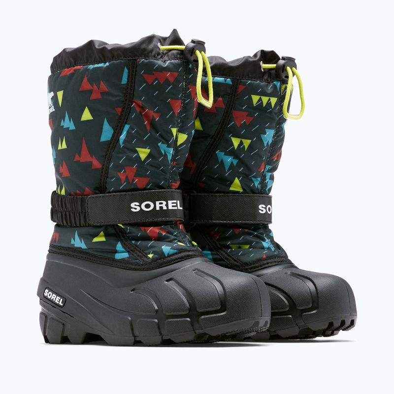 Sorel Flurry Print Boys juodi/juodi vaikiški sniego batai