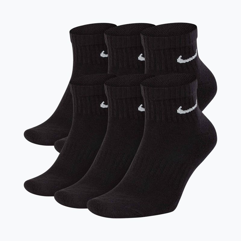 "Nike Everyday Cushioned" 6 poros juodų/baltų kojinių