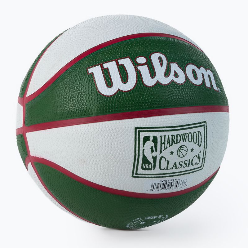 Wilson NBA Team Retro Mini Milwaukee Bucks krepšinio kamuolys WTB3200XBMIL 3 dydis 2
