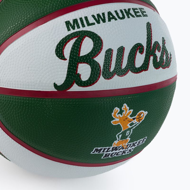 Wilson NBA Team Retro Mini Milwaukee Bucks krepšinio kamuolys WTB3200XBMIL 3 dydis 3