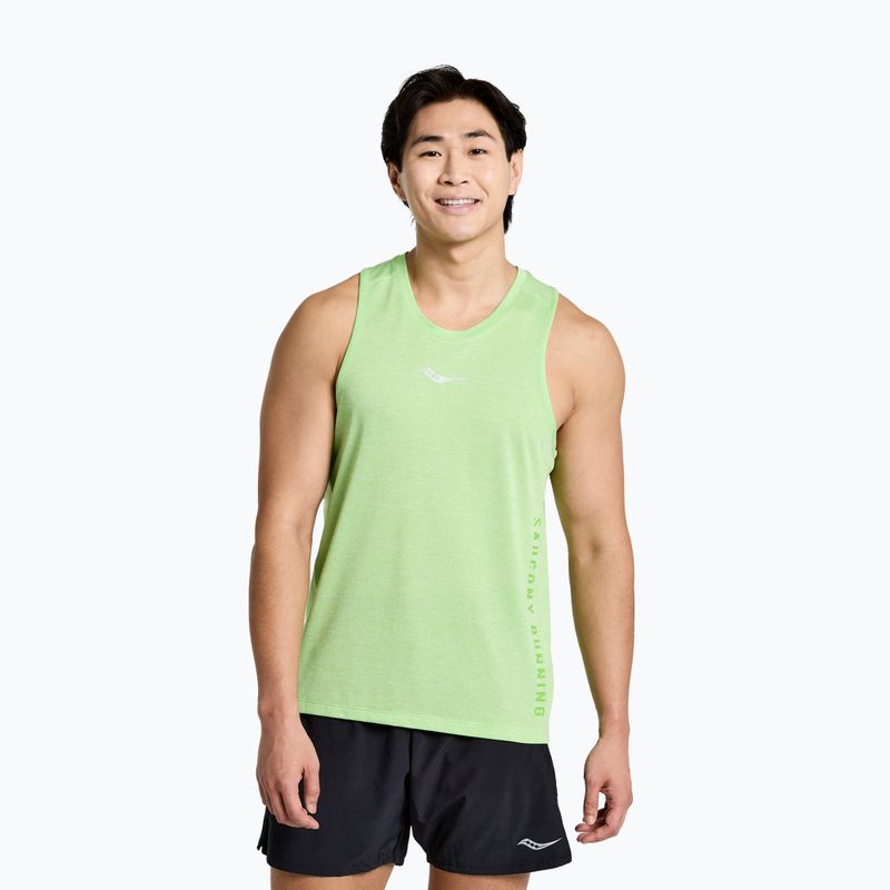 Vyriški bėgimo marškinėliai Saucony Stopwatch Graphics Singlet žali SAM800325-INHS3