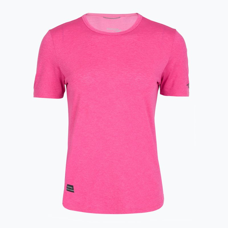 Moteriški bėgimo marškinėliai Saucony Stopwatch SS fuchsia heather