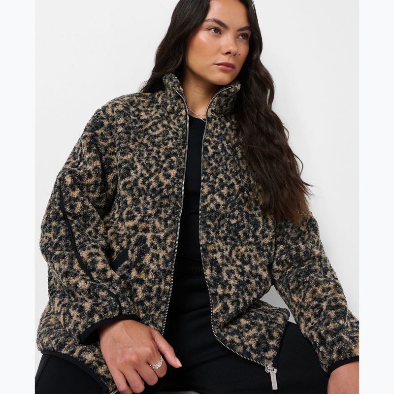 Moteriškas džemperis Sweaty Betty Plush Contrast Zip Up Fleece brown ink leopard print 4