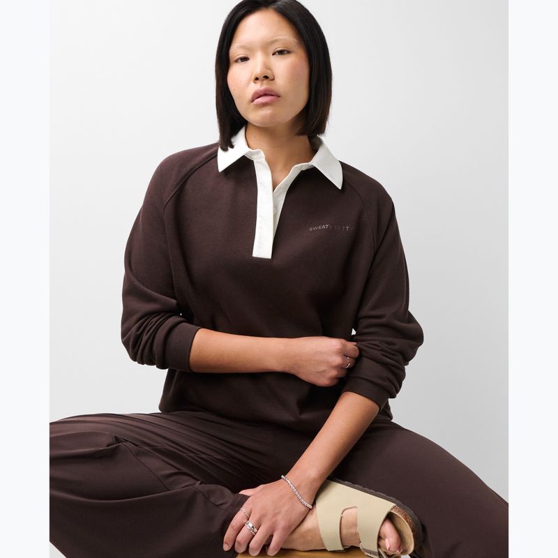 Moteriškas džemperis Sweaty Betty Revive Rugby espresso brown 4