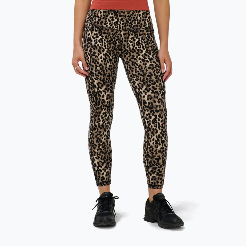 Moteriškos treniruočių tamprės Sweaty Betty Power Piping Workout 7/8 brown ink leopard print