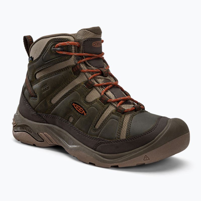 Vyriški trekingo batai KEEN Circadia Mid Wp green-brown 1026766