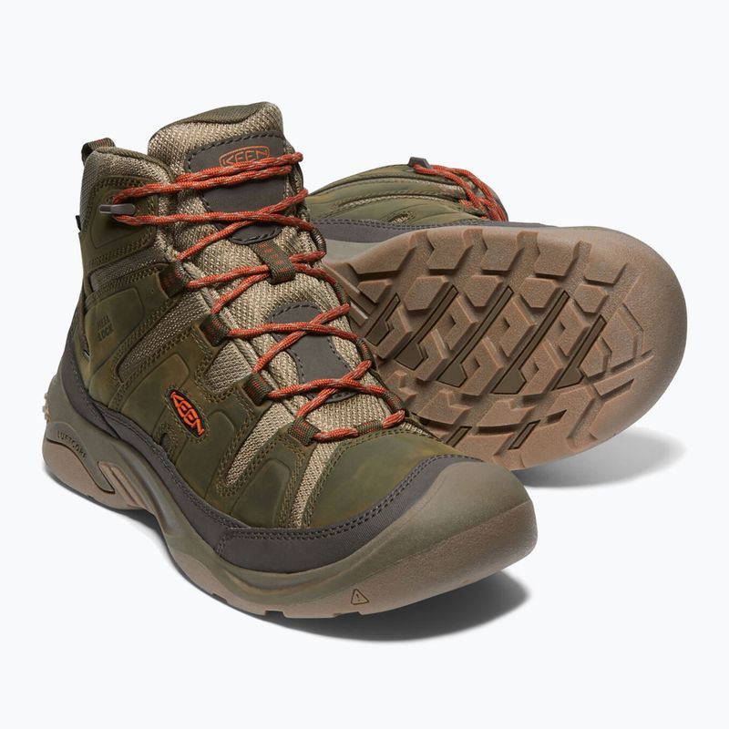 Vyriški trekingo batai KEEN Circadia Mid Wp green-brown 1026766 14